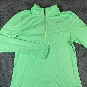 Nike Dri-FIT Running 1/4 Zip Pullover Shirt Small Green Long Sleeve Athletic Top